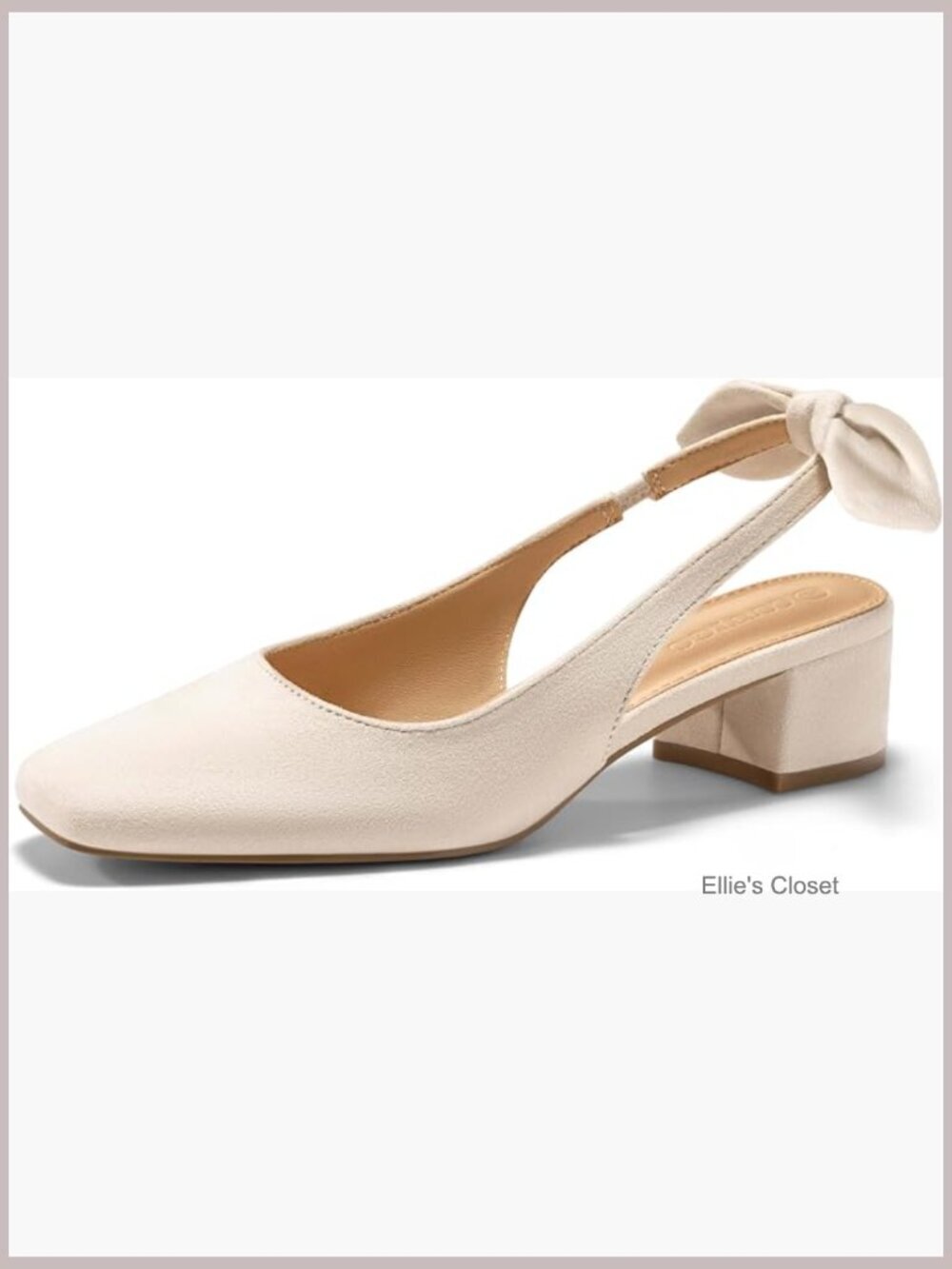 Chunky Low Heels Bow Slingback Pumps Closed Square Toe Dress Shoes